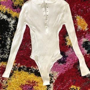 Zara Ribbed White Bodysuit Size Small (Fits like XS)